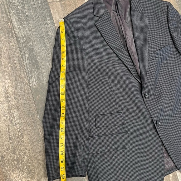 Pronto Uomo Platinum Men's 100% Wool 2 Button Black Gray Check Jacket 44 Short - Picture 5 of 11